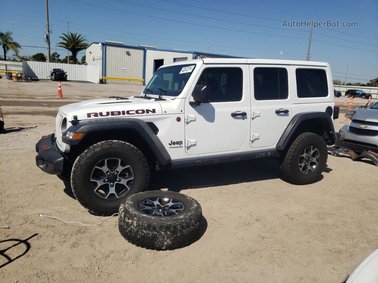 2019 Jeep Wrangler Unlimited Rubicon White vin: 1C4HJXFN1KW585442