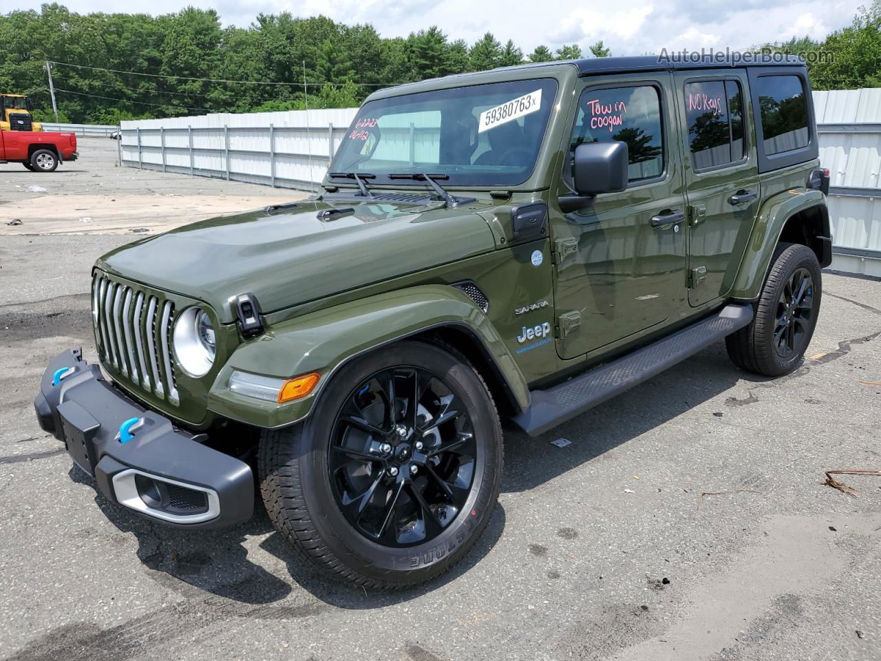 2023 Jeep Wrangler Sahara 4xe Green vin: 1C4JJXP62PW684996