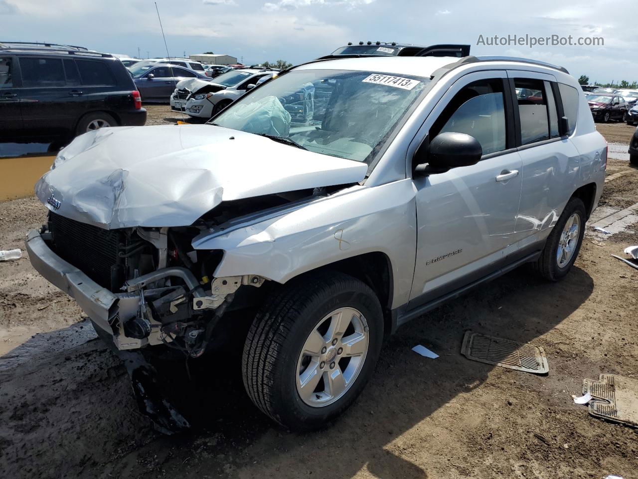 2013 Jeep Compass Sport Silver vin: 1C4NJCBA4DD193844