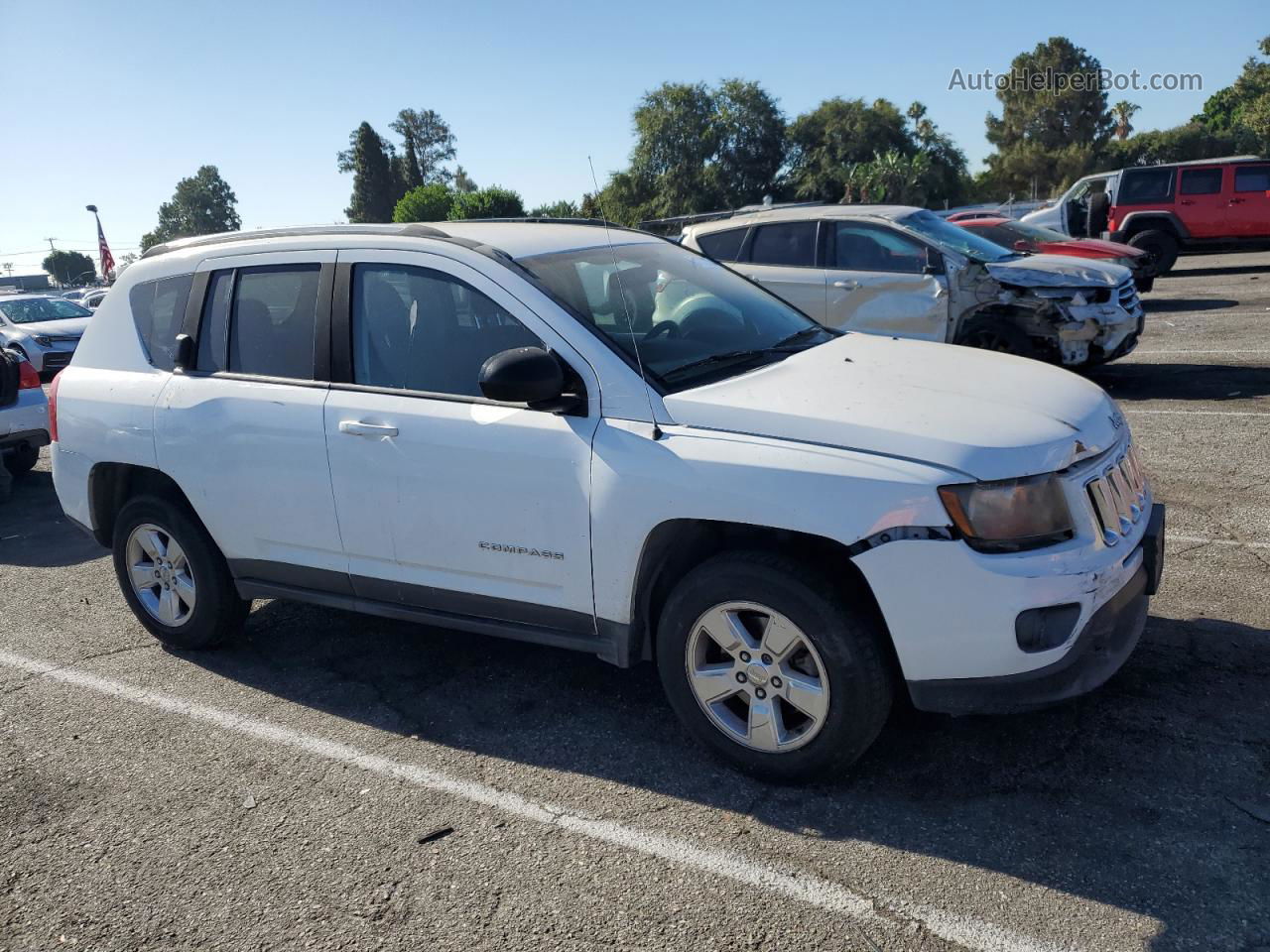 2014 Jeep Compass Sport White vin: 1C4NJCBA6ED569252