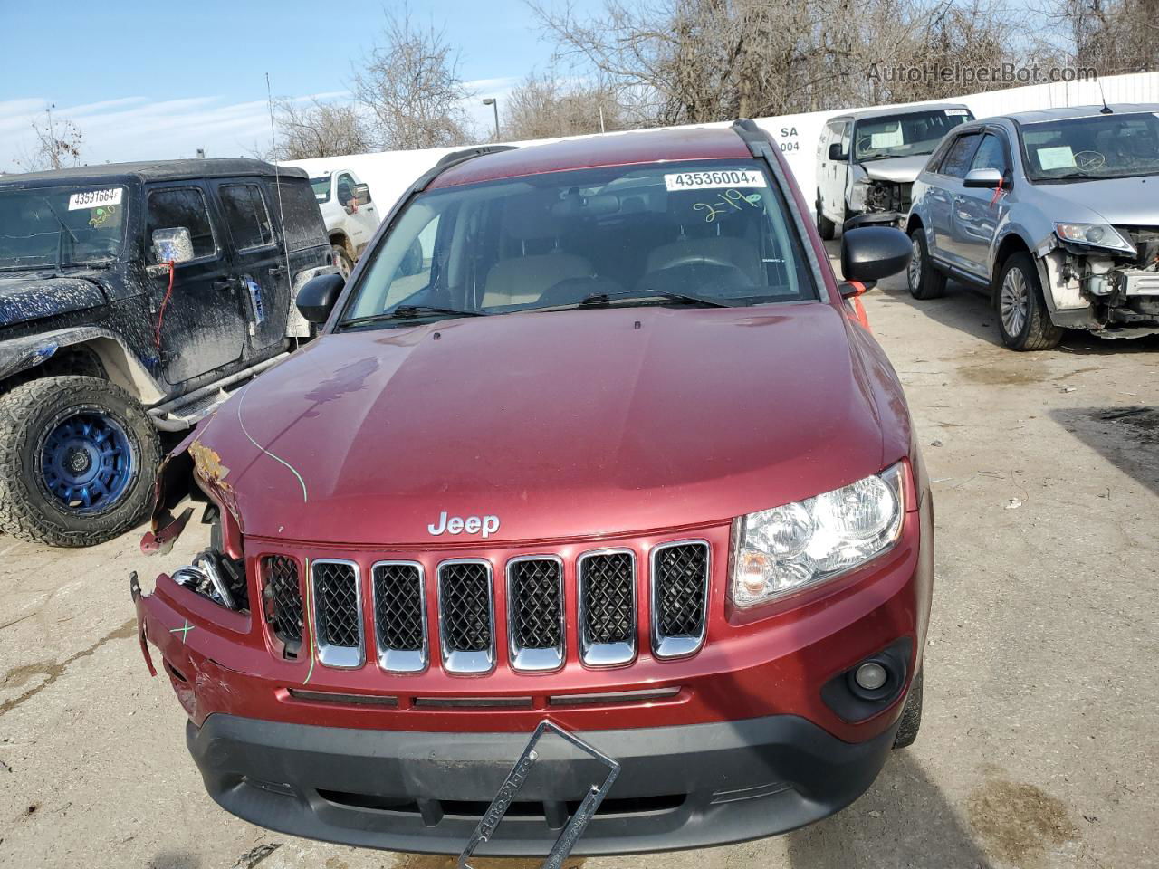 2013 Jeep Compass Sport Red vin: 1C4NJCBB6DD205243