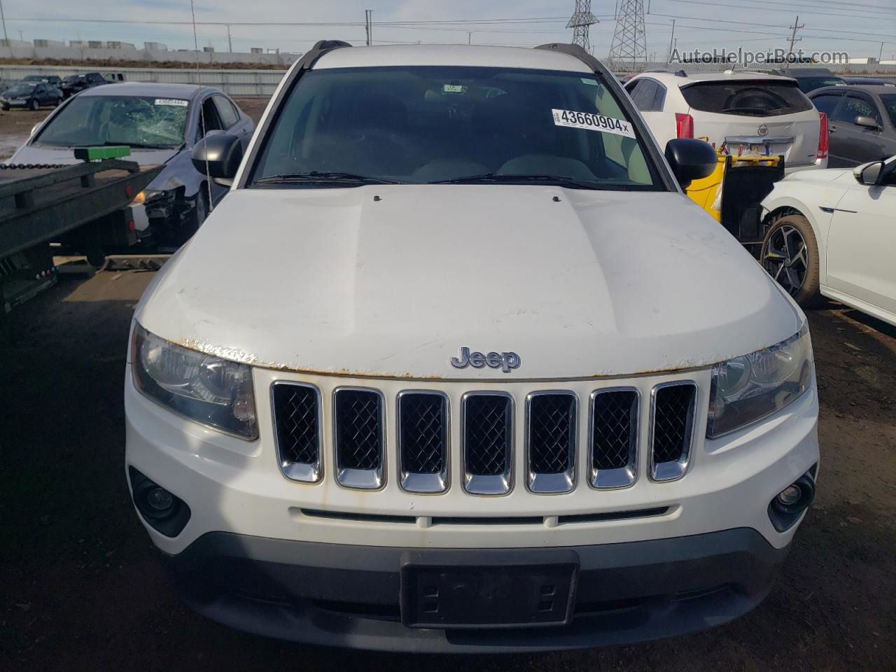 2014 Jeep Compass Sport White vin: 1C4NJCBBXED905493