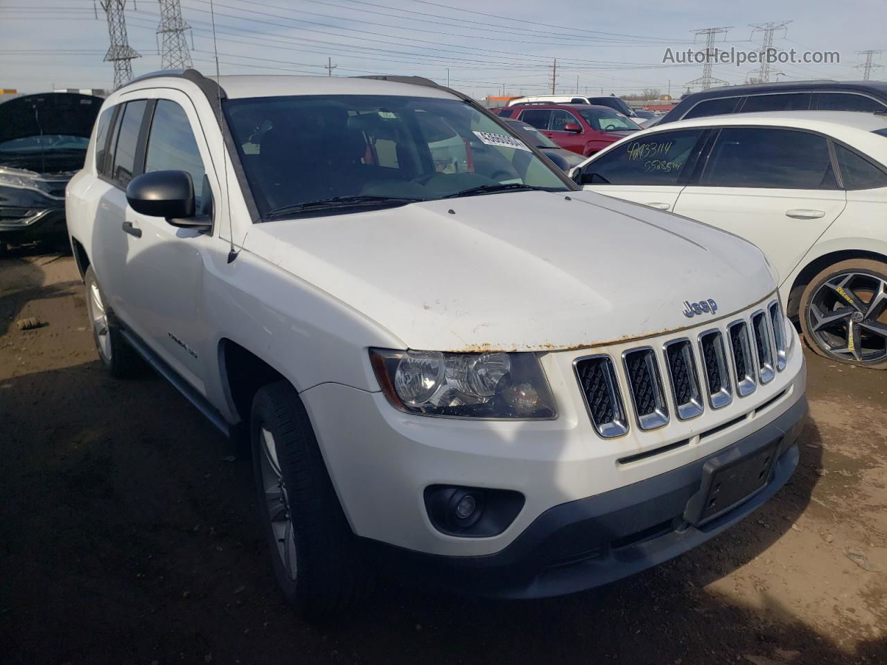 2014 Jeep Compass Sport White vin: 1C4NJCBBXED905493