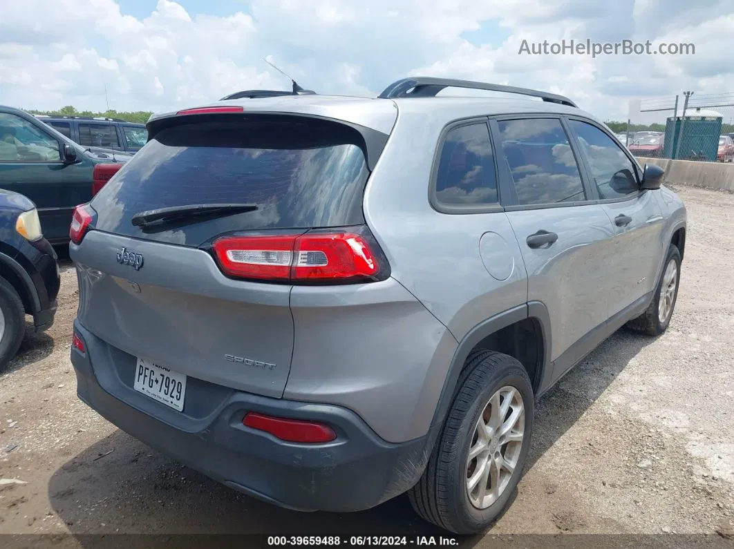 2016 Jeep Cherokee Sport Silver vin: 1C4PJLAB1GW127330