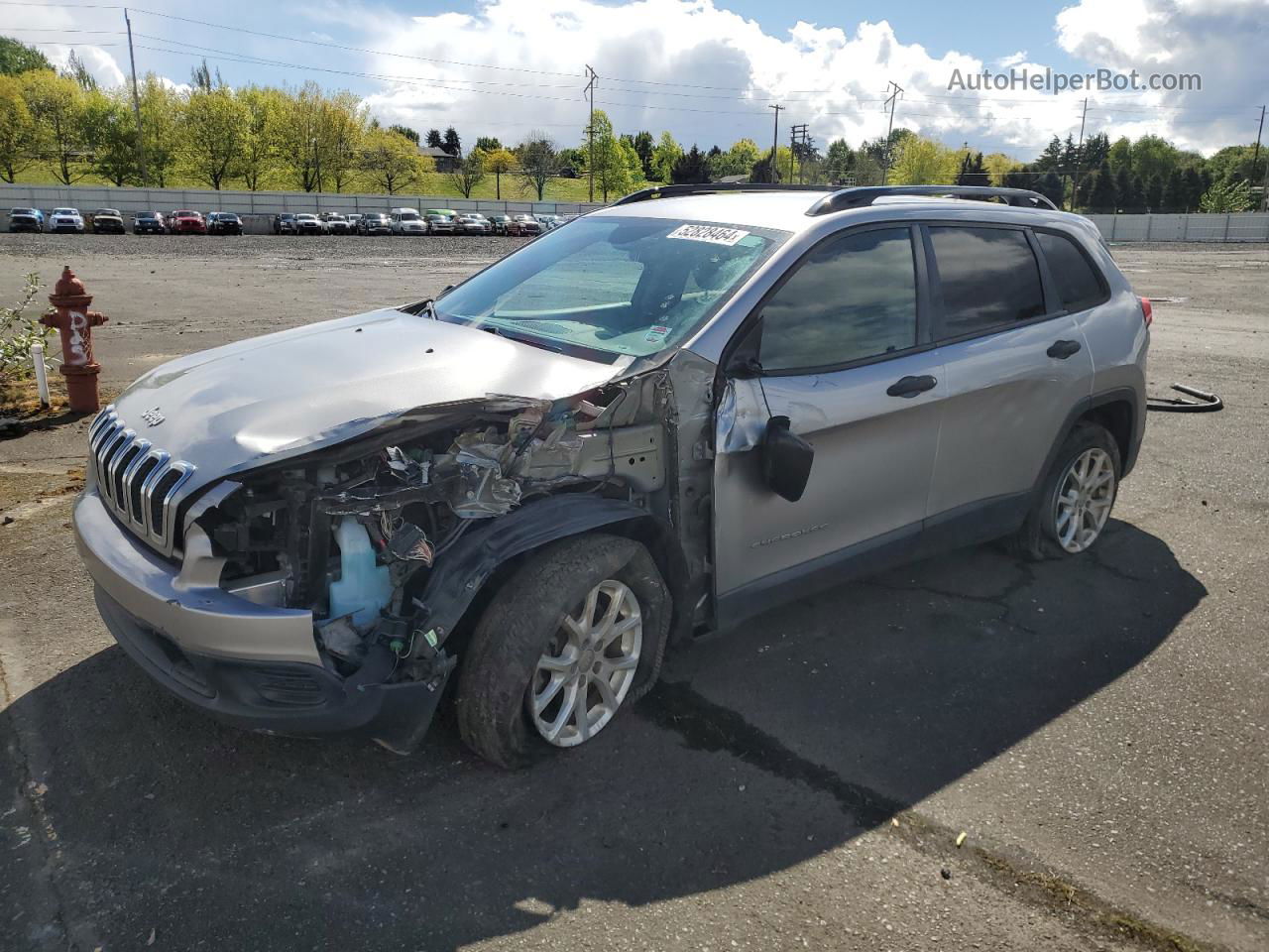 2016 Jeep Cherokee Sport Silver vin: 1C4PJLAB2GW312082