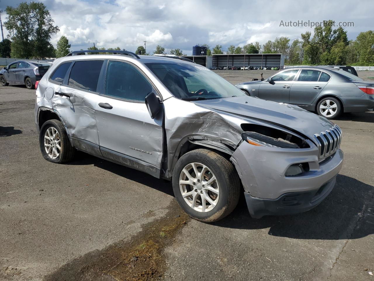 2016 Jeep Cherokee Sport Silver vin: 1C4PJLAB2GW312082