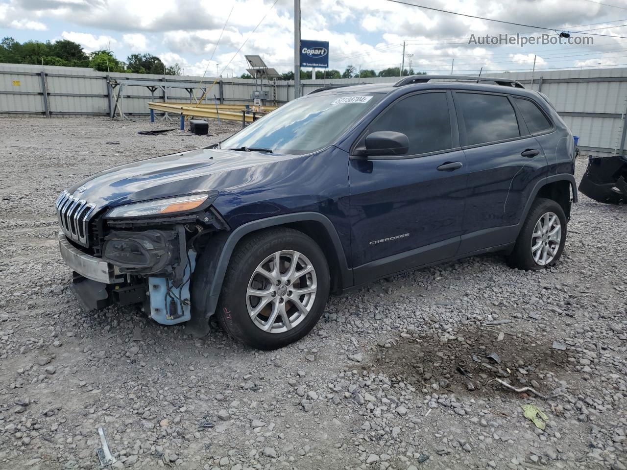 2016 Jeep Cherokee Sport Синий vin: 1C4PJLAB3GW106897