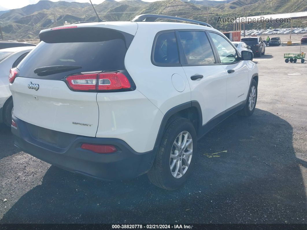 2016 Jeep Cherokee Sport White vin: 1C4PJLAB3GW351666