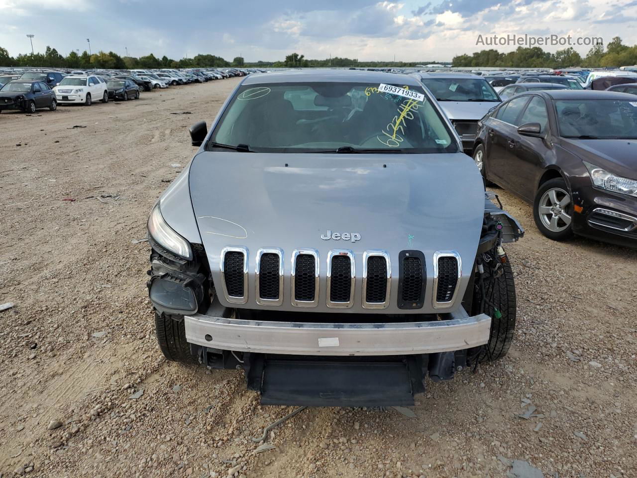 2014 Jeep Cherokee Sport Silver vin: 1C4PJLAB5EW288485