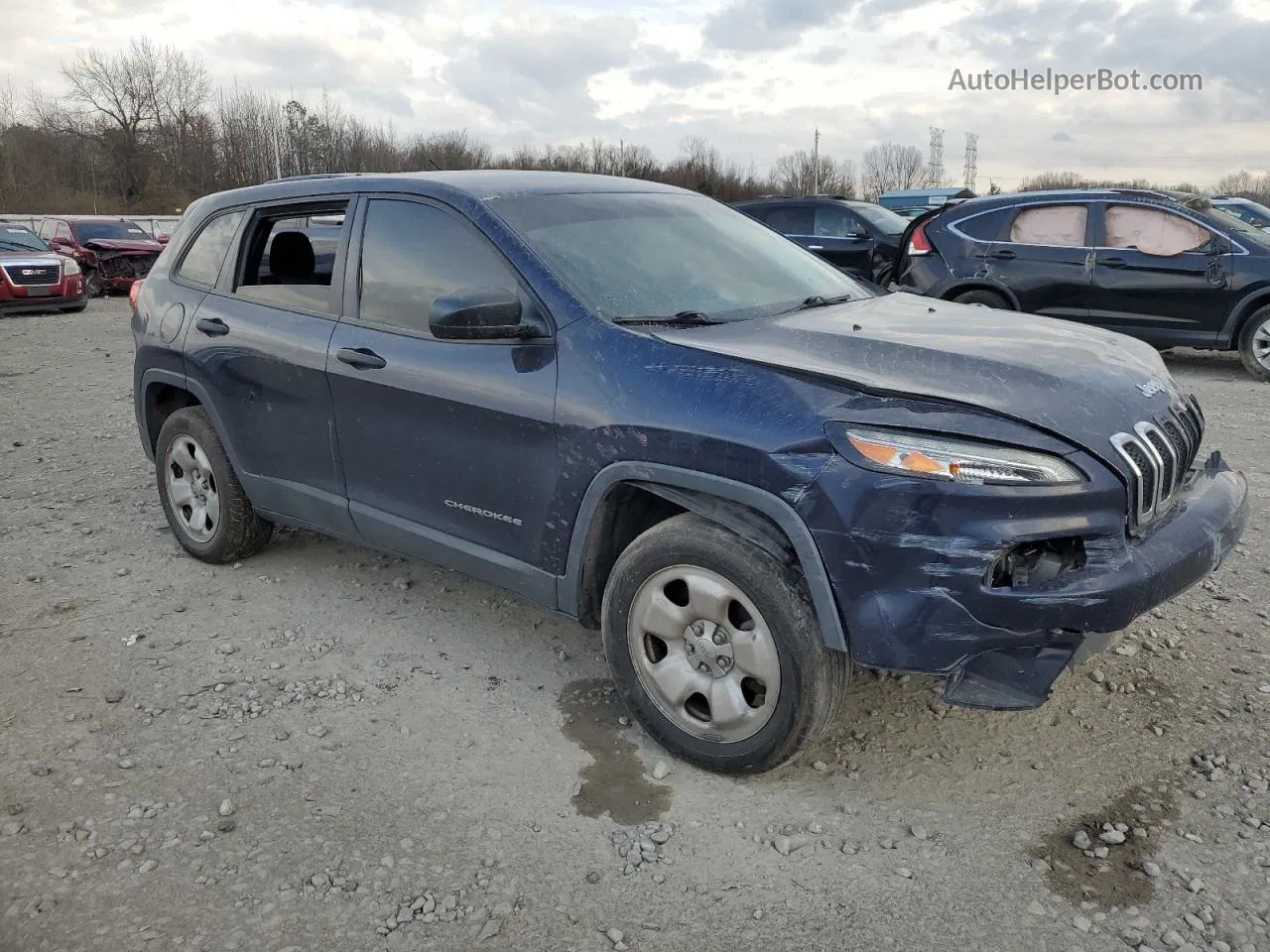 2015 Jeep Cherokee Sport Blue vin: 1C4PJLAB6FW742129