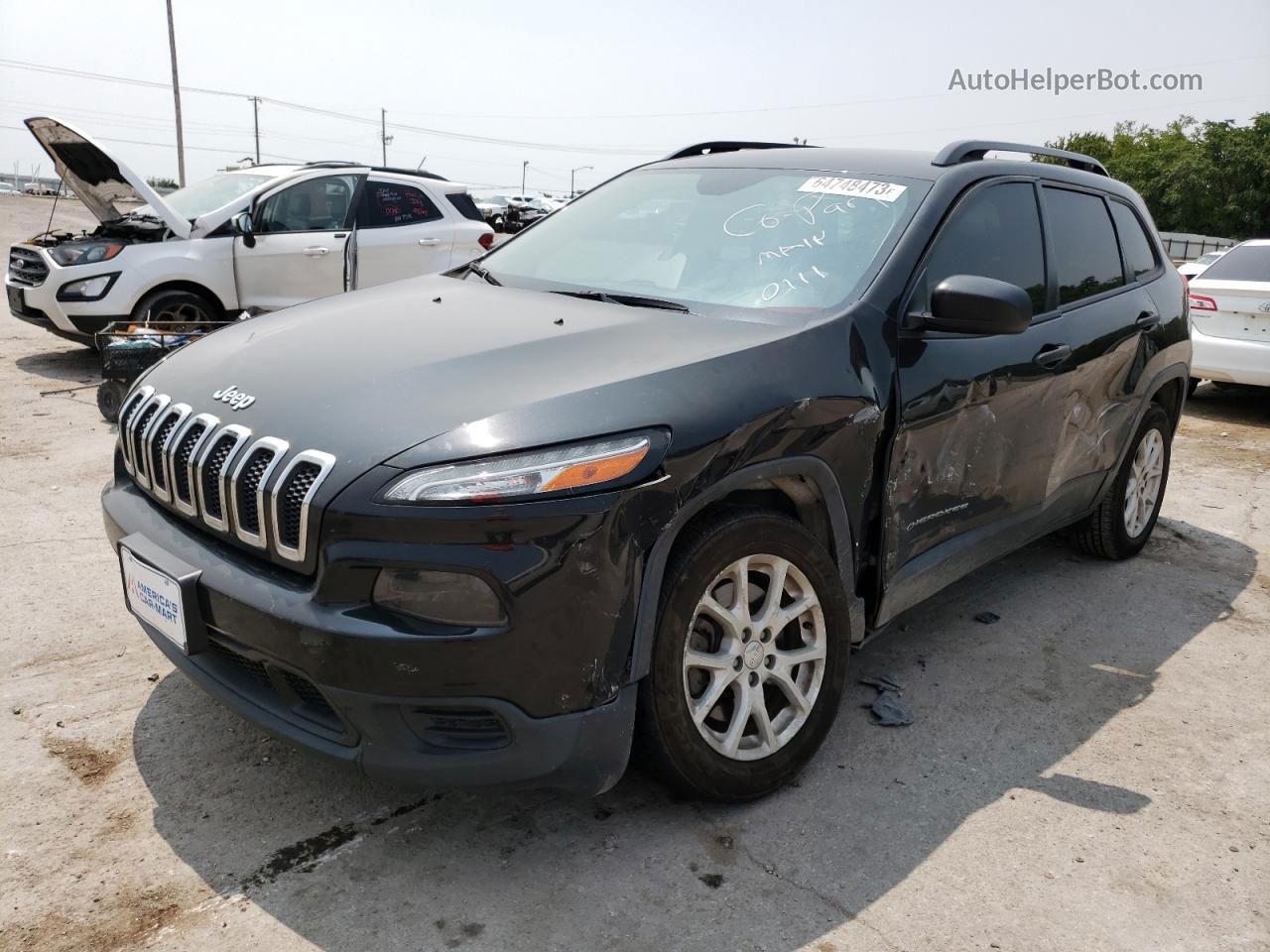 2016 Jeep Cherokee Sport Черный vin: 1C4PJLAB7GW260111