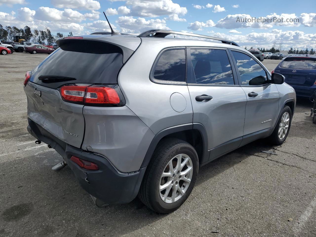 2016 Jeep Cherokee Sport Silver vin: 1C4PJLABXGW166997