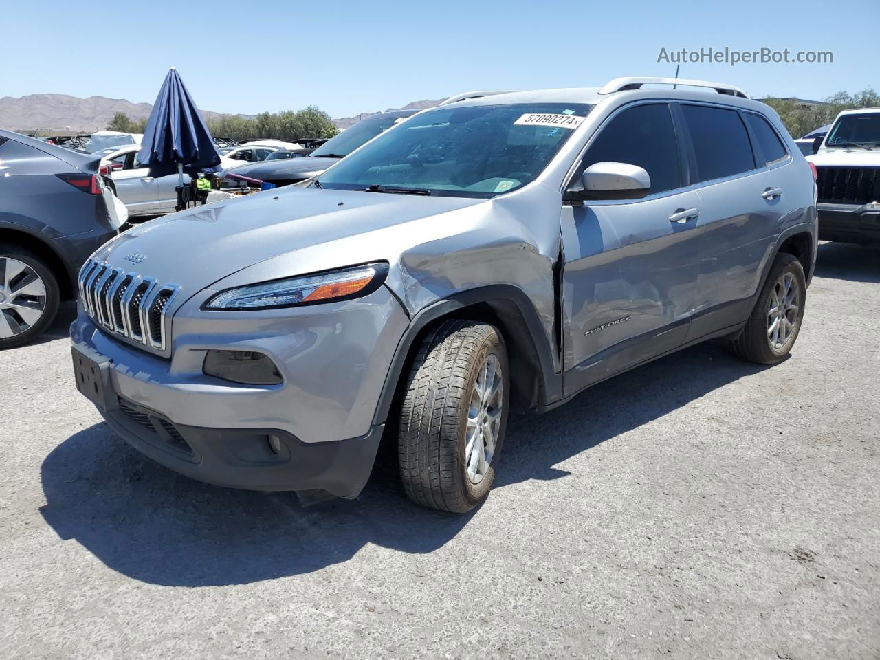 2016 Jeep Cherokee Latitude Gray vin: 1C4PJLCB2GW282563