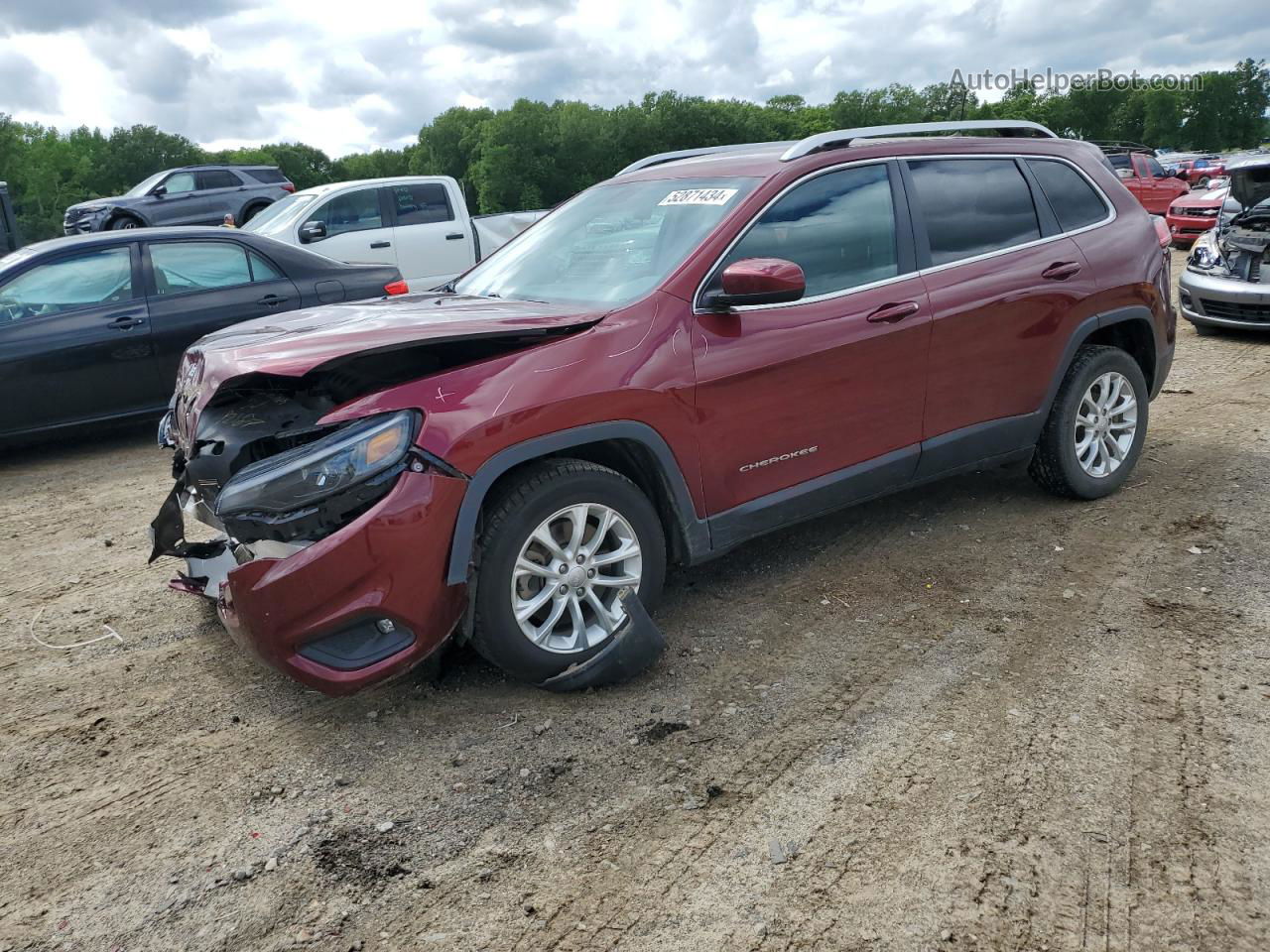 2019 Jeep Cherokee Latitude Maroon vin: 1C4PJLCB2KD406352