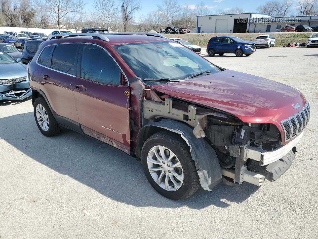 2019 Jeep Cherokee Latitude Темно-бордовый vin: 1C4PJLCB6KD377048