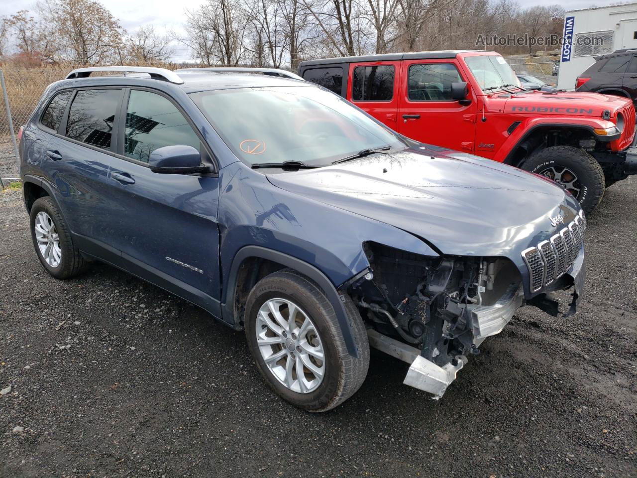 2021 Jeep Cherokee Latitude Синий vin: 1C4PJLCBXMD165062