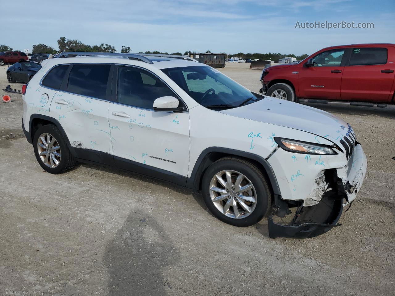 2014 Jeep Cherokee Limited White vin: 1C4PJLDB5EW227150