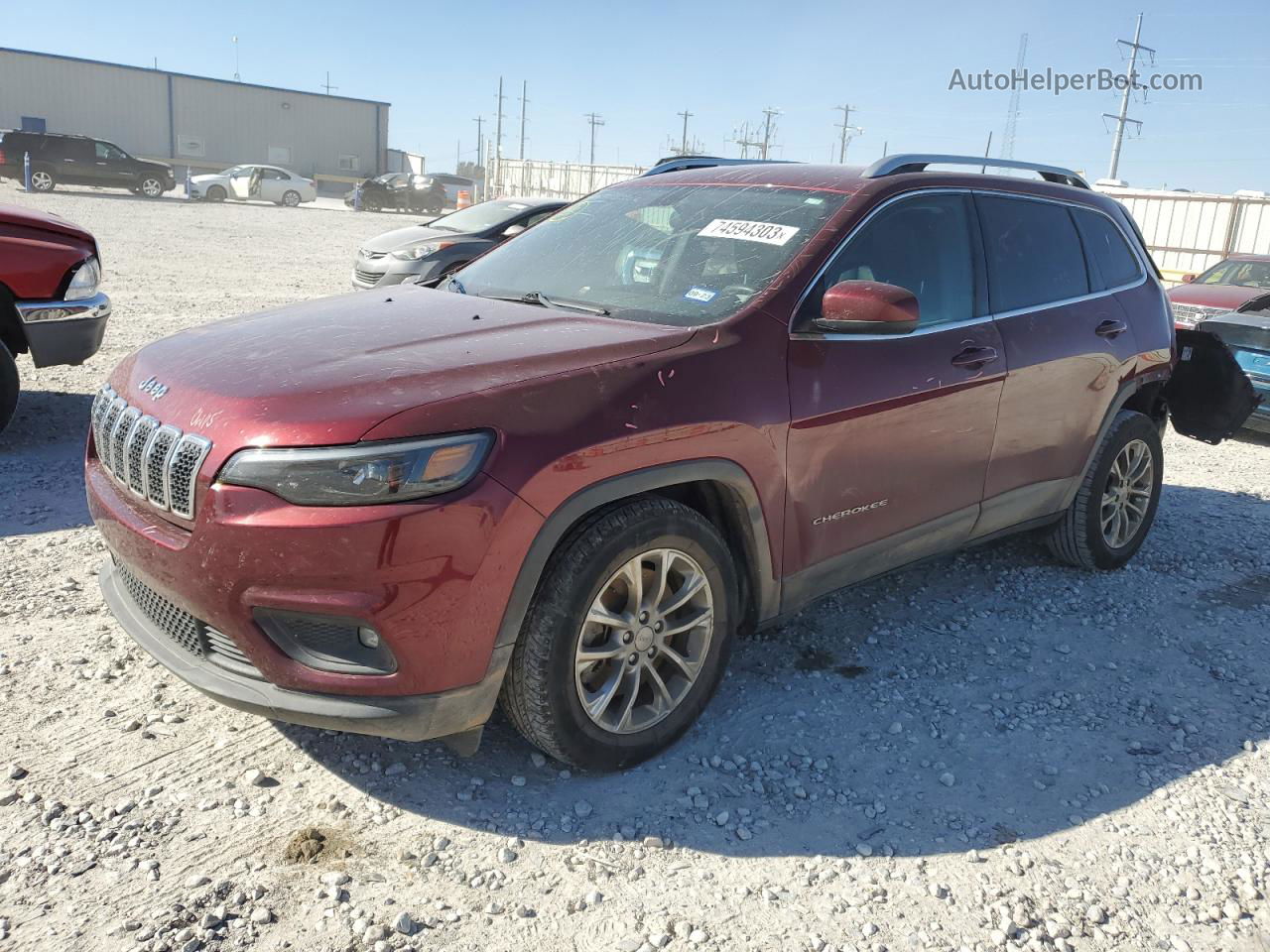 2019 Jeep Cherokee Latitude Plus Бордовый vin: 1C4PJLLB2KD151766