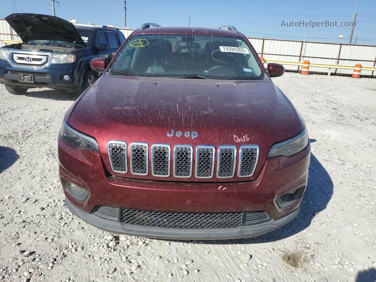 2019 Jeep Cherokee Latitude Plus Бордовый vin: 1C4PJLLB2KD151766