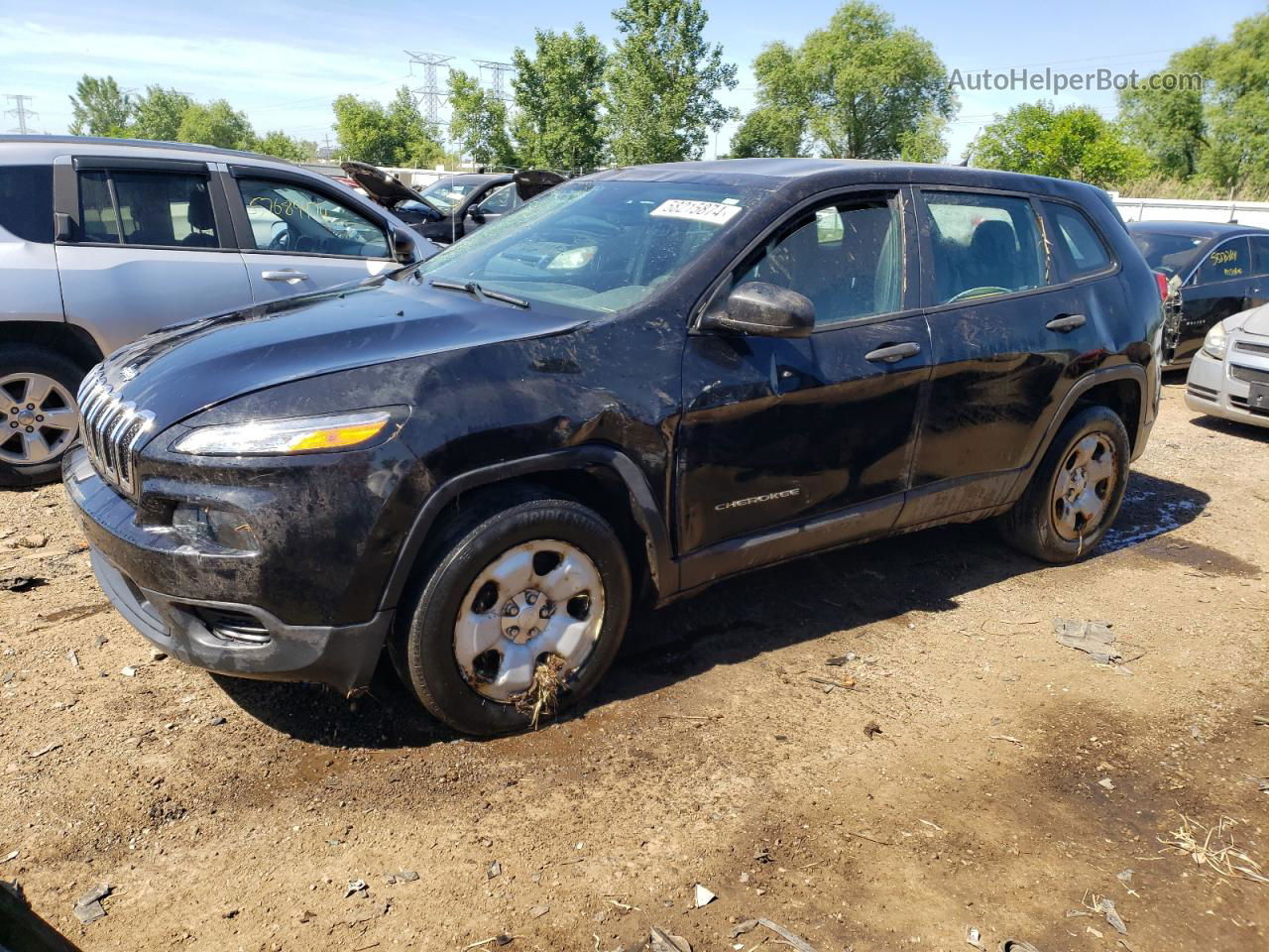 2014 Jeep Cherokee Sport Black vin: 1C4PJMAB5EW141976