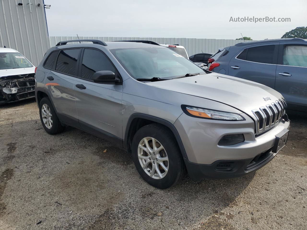 2016 Jeep Cherokee Sport Silver vin: 1C4PJMAB7GW286388