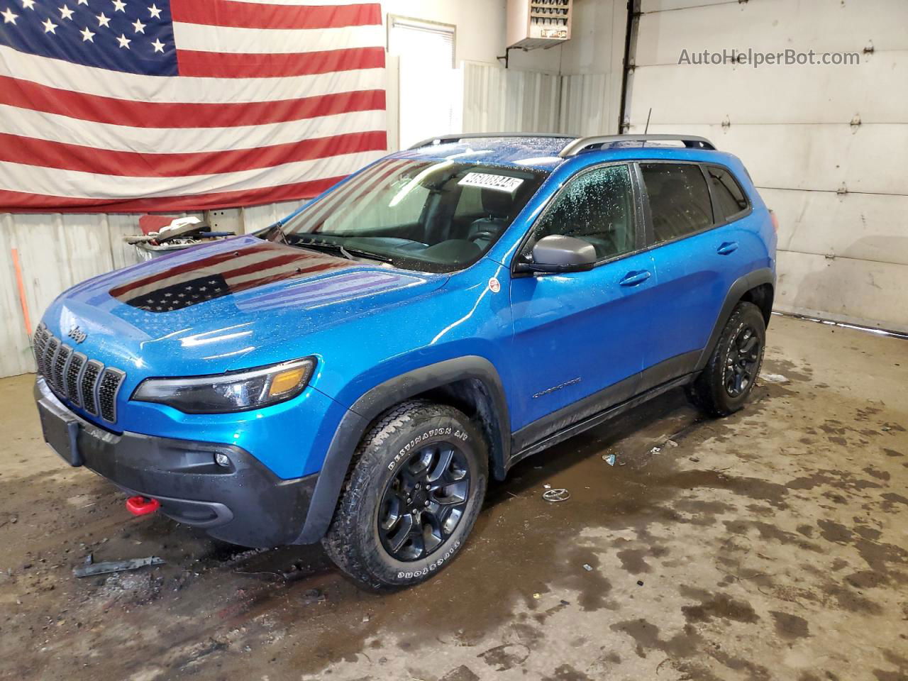 2021 Jeep Cherokee Trailhawk Blue vin: 1C4PJMBX3MD191442