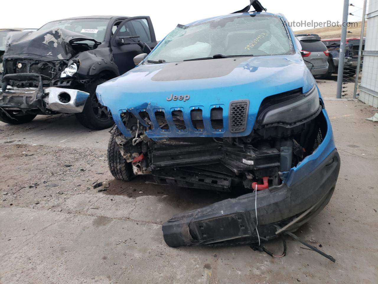 2021 Jeep Cherokee Trailhawk Синий vin: 1C4PJMBX4MD181731