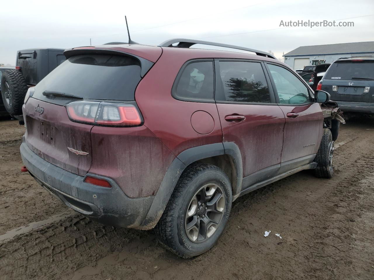 2019 Jeep Cherokee Trailhawk Burgundy vin: 1C4PJMBX6KD254238