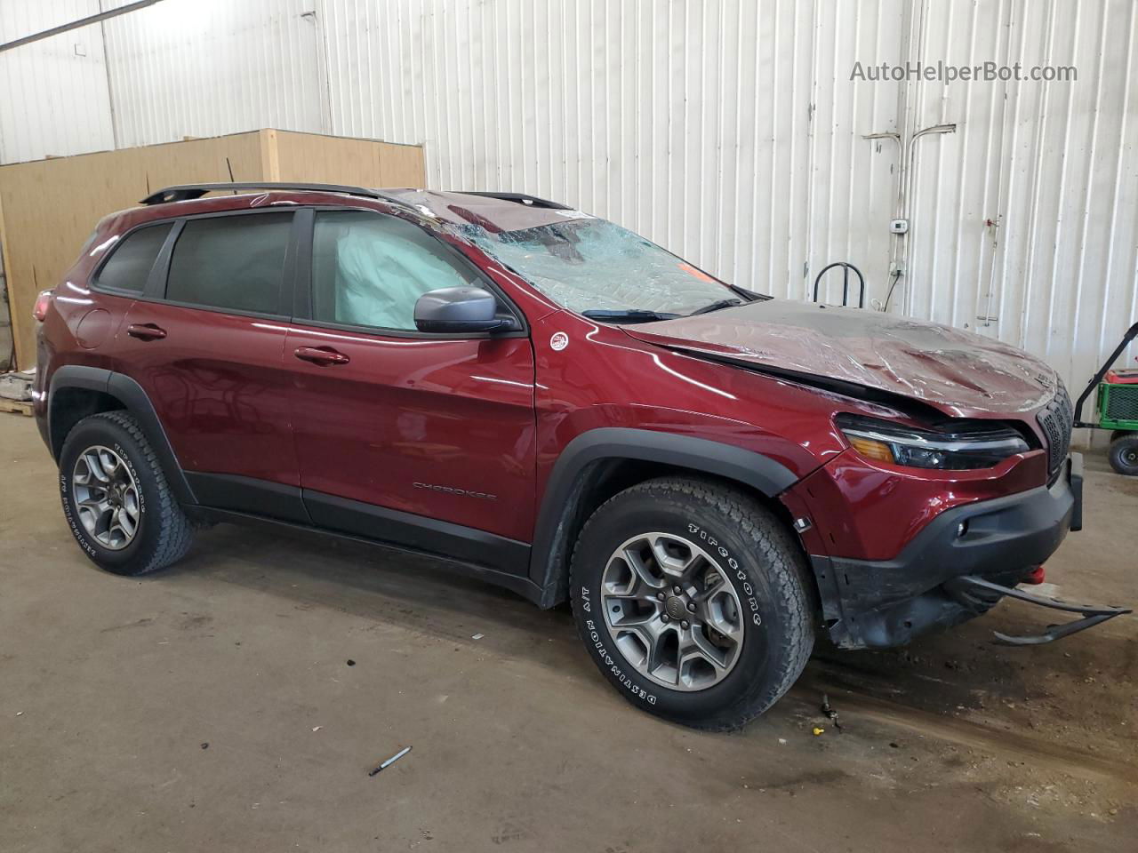 2021 Jeep Cherokee Trailhawk Maroon vin: 1C4PJMBX6MD162873