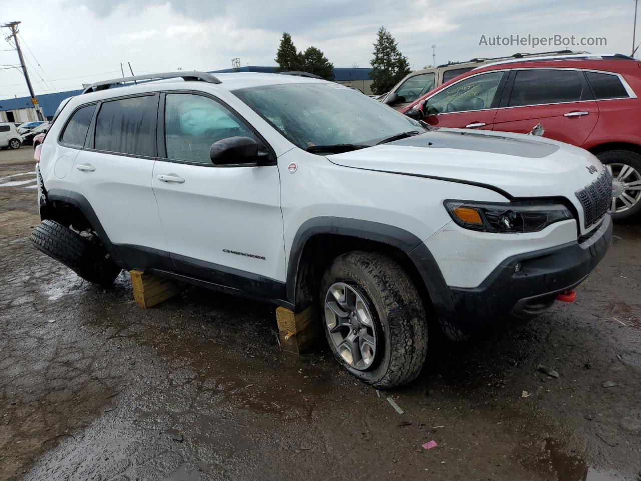 2019 Jeep Cherokee Trailhawk White vin: 1C4PJMBXXKD421815