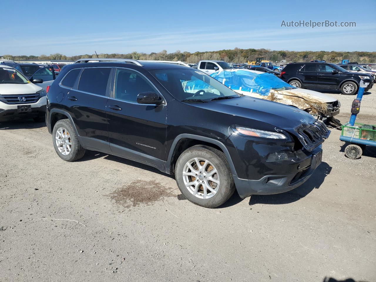 2014 Jeep Cherokee Latitude Черный vin: 1C4PJMCB0EW224535