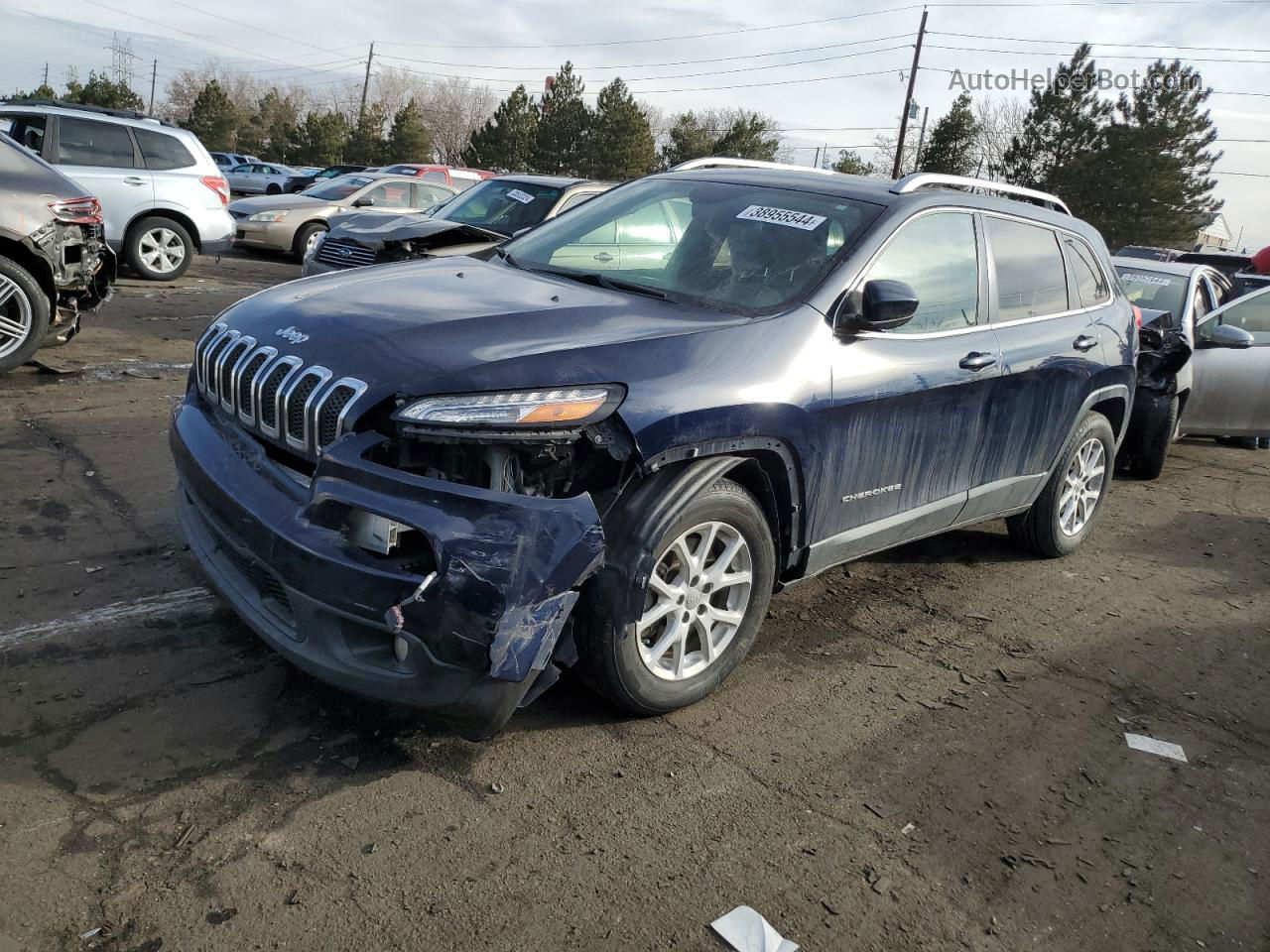 2016 Jeep Cherokee Latitude Синий vin: 1C4PJMCB3GW298843