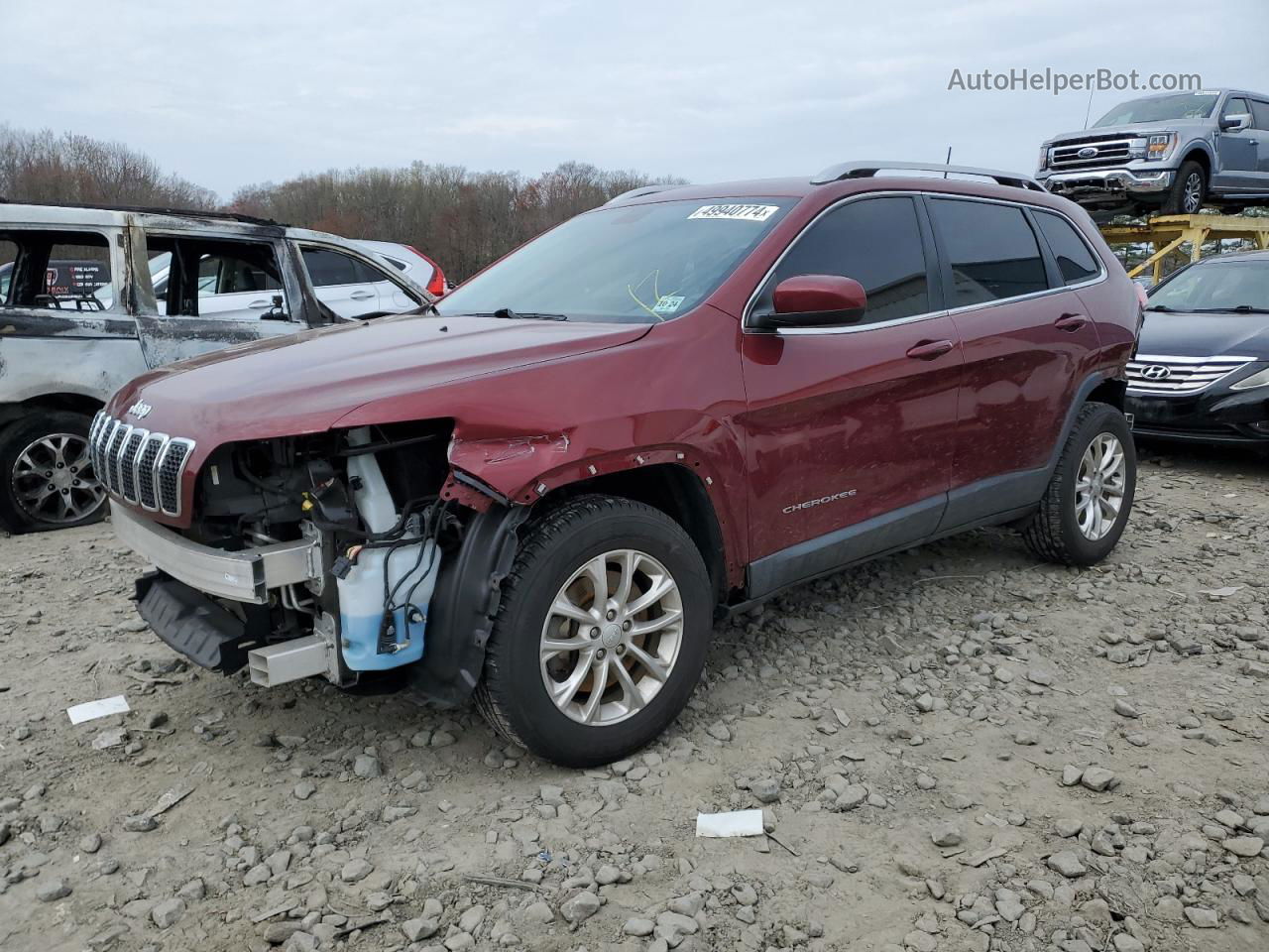 2019 Jeep Cherokee Latitude Красный vin: 1C4PJMCBXKD343944