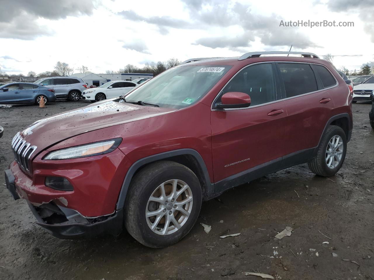 2015 Jeep Cherokee Latitude Red vin: 1C4PJMCS6FW588816