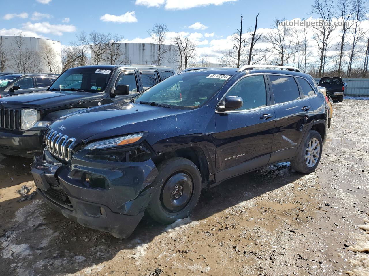 2014 Jeep Cherokee Latitude Синий vin: 1C4PJMCS9EW220757