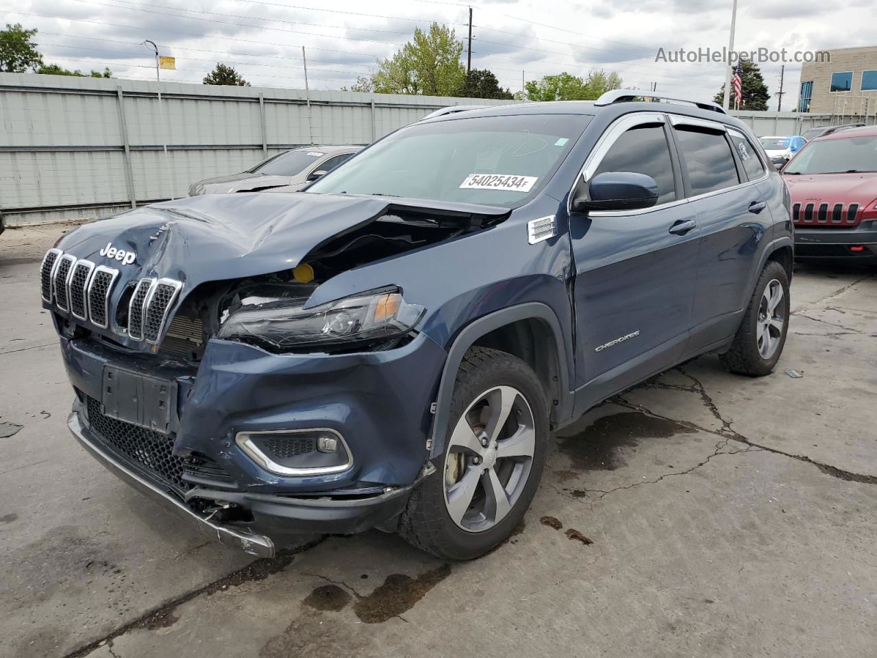 2019 Jeep Cherokee Limited Синий vin: 1C4PJMDN3KD464551