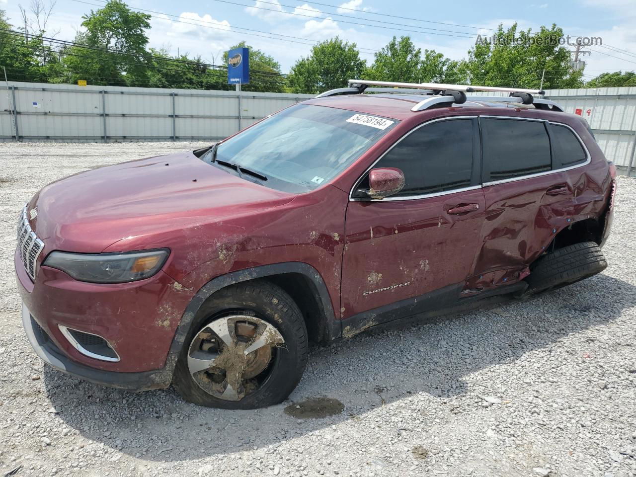 2019 Jeep Cherokee Limited Burgundy vin: 1C4PJMDX9KD423360