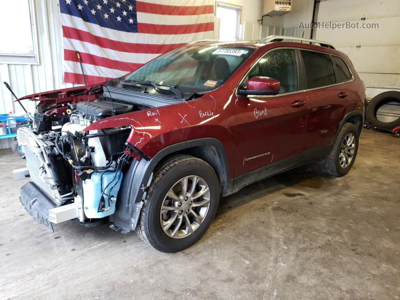 2021 Jeep Cherokee Latitude Plus Maroon vin: 1C4PJMLB9MD104372