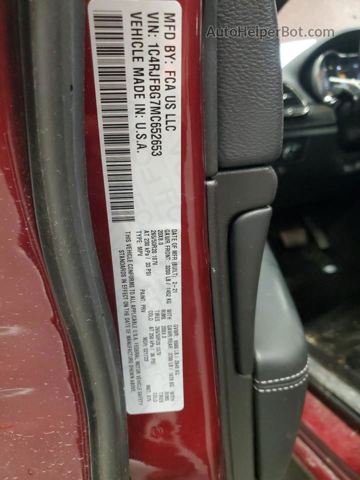 2021 Jeep Grand Cherokee Limited Red vin: 1C4RJFBG7MC652653