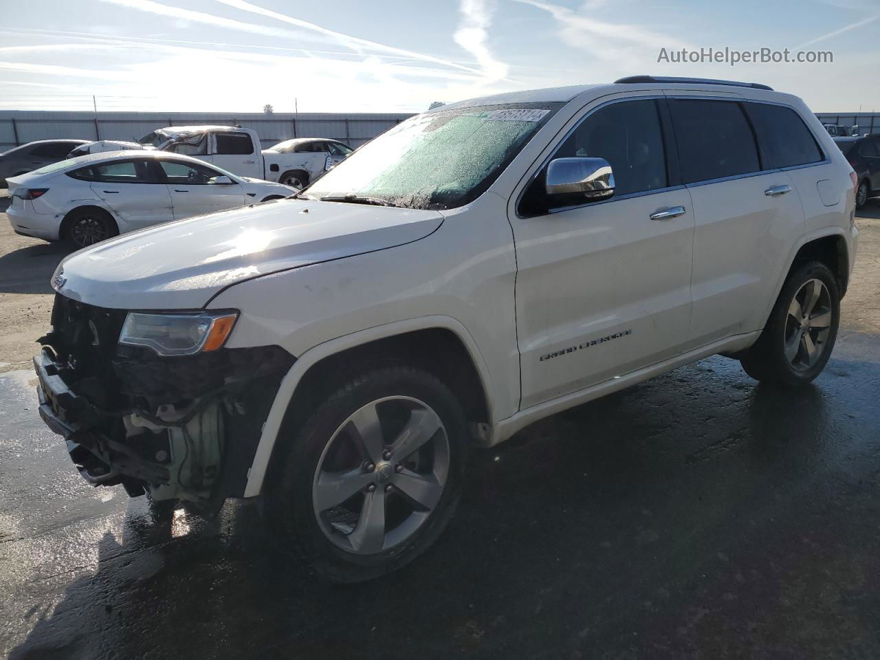 2014 Jeep Grand Cherokee Overland White vin: 1C4RJFCG2EC194276