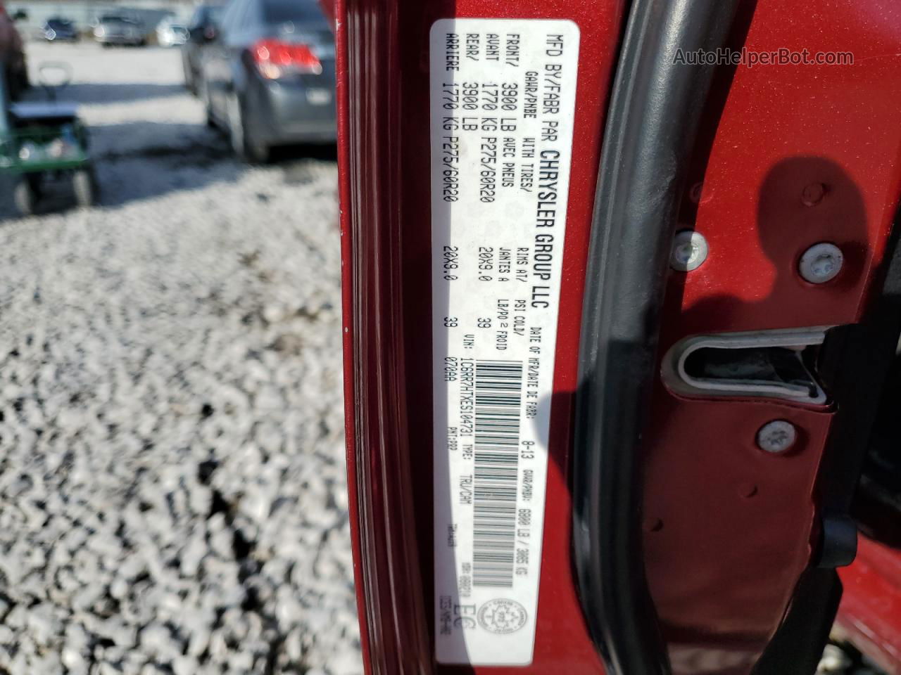 2014 Ram 1500 Sport Red vin: 1C6RR7HTXES104731