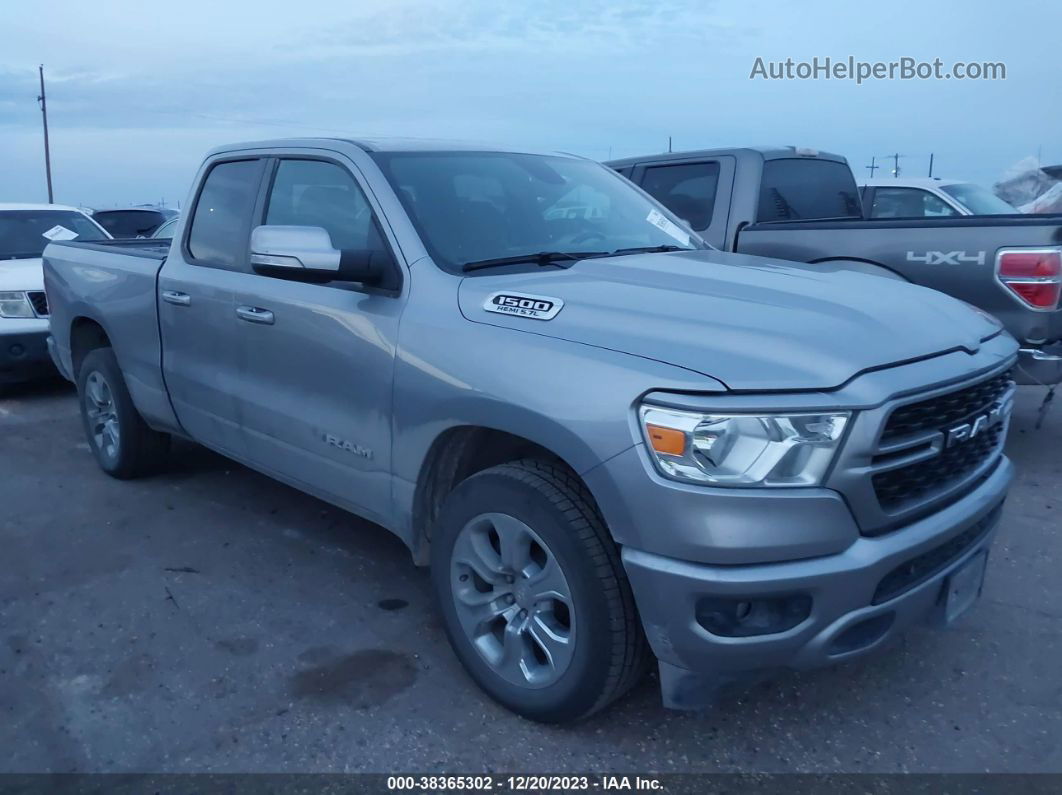 2022 Ram 1500 Big Horn Quad Cab 4x4 6'4 Box Silver vin: 1C6SRFBT6NN182409