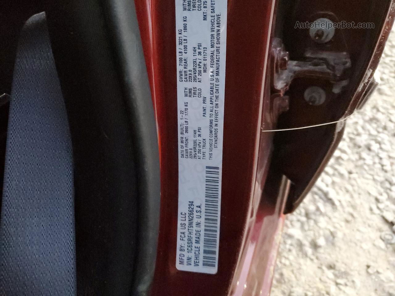 2022 Ram 1500 Limited Maroon vin: 1C6SRFHT9NN266294