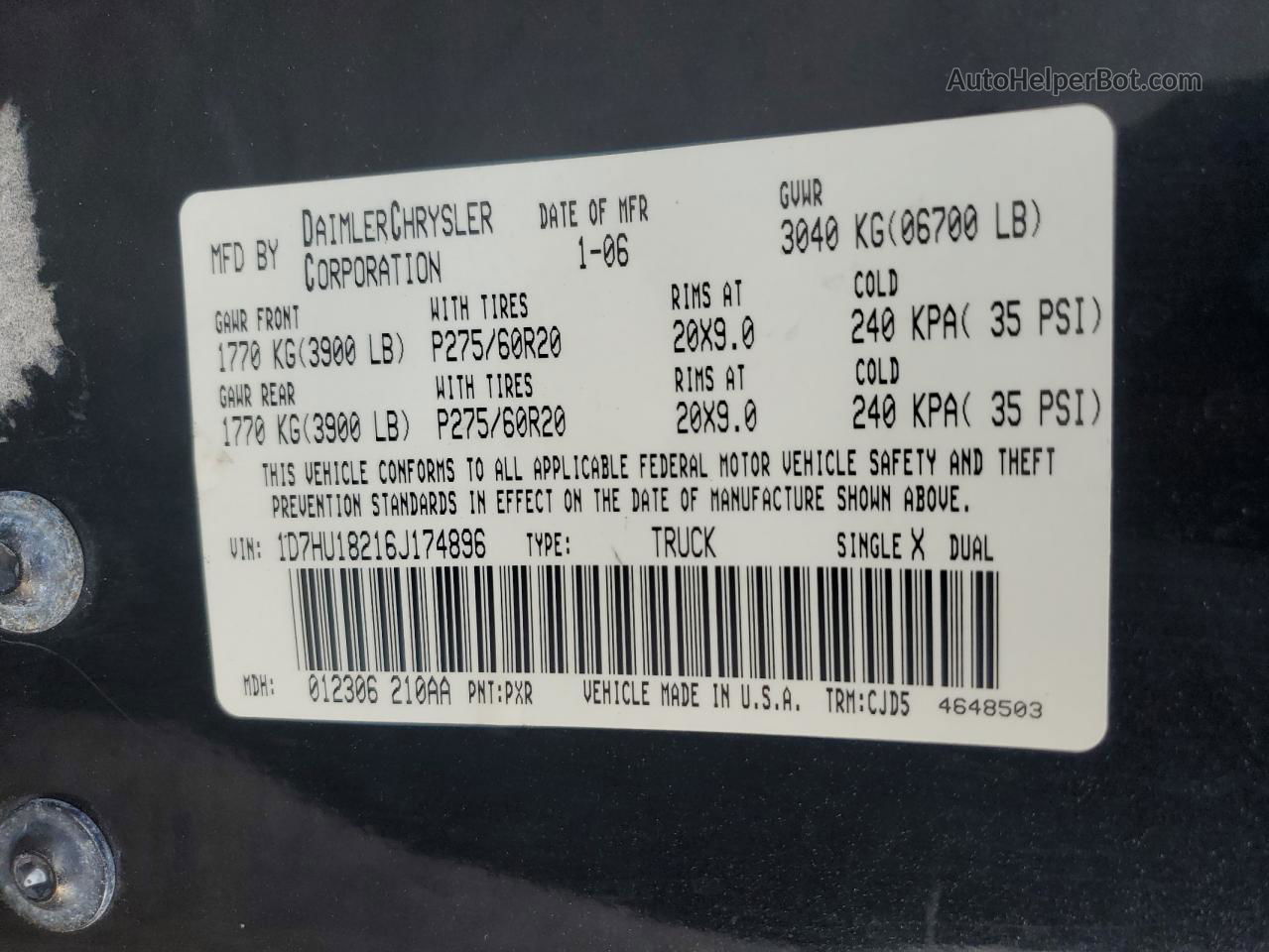 2006 Dodge Ram 1500 St Black vin: 1D7HU18216J174896