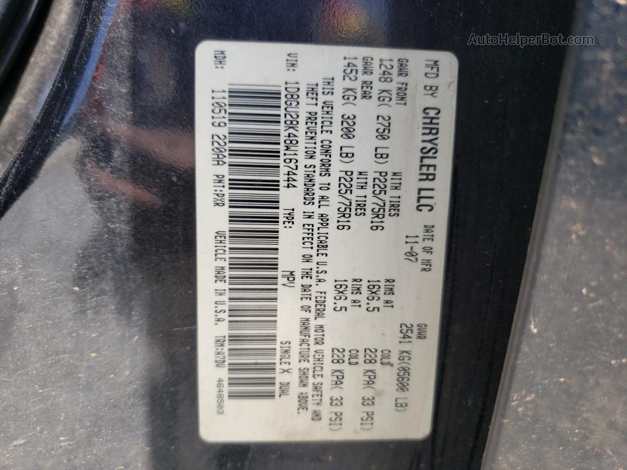 2008 Dodge Nitro Sxt Black vin: 1D8GU28K48W167444