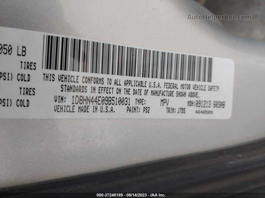 2009 Dodge Grand Caravan Se Silver vin: 1D8HN44E09B510031