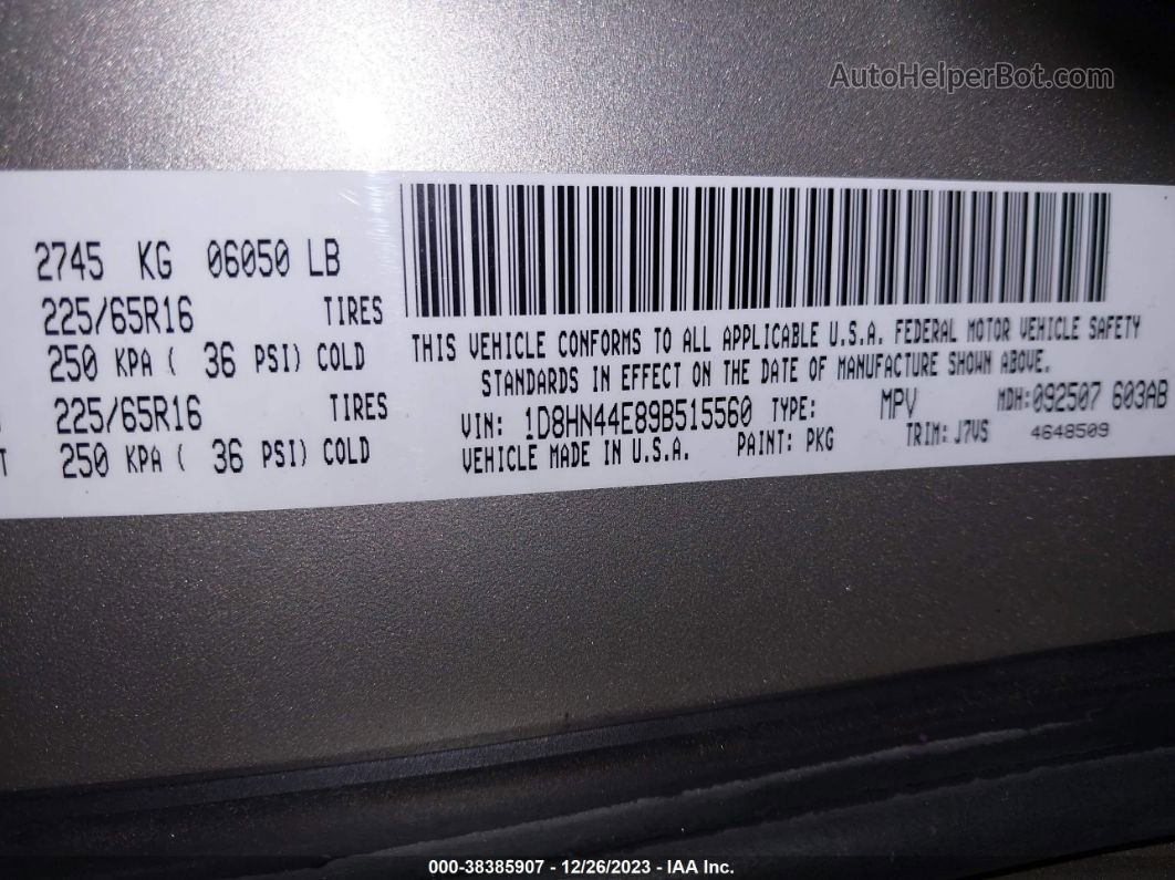 2009 Dodge Grand Caravan Se Tan vin: 1D8HN44E89B515560