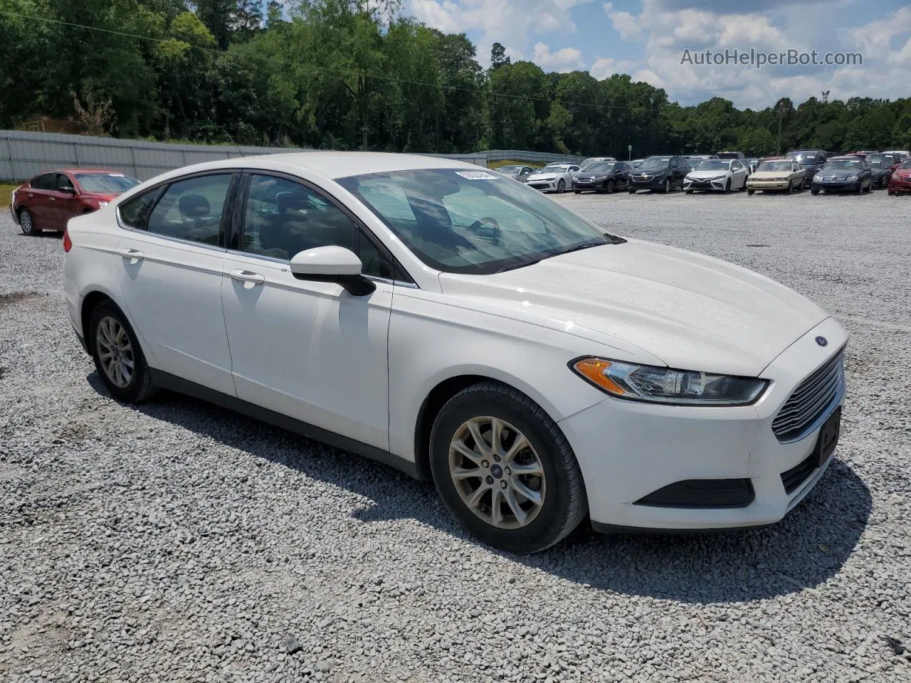 2015 Ford Fusion S White vin: 1FA6P0G74F5103304