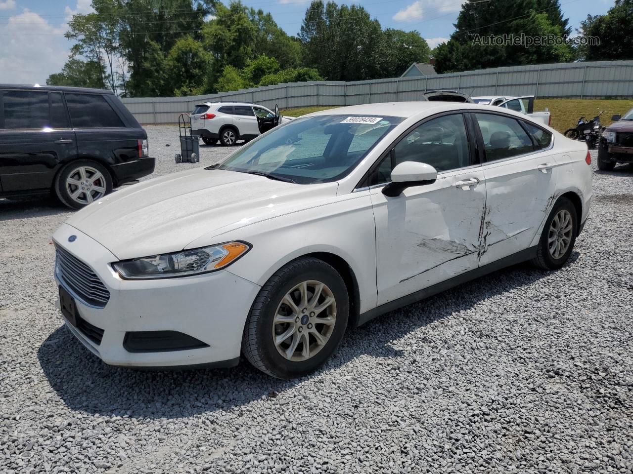 2015 Ford Fusion S White vin: 1FA6P0G74F5103304