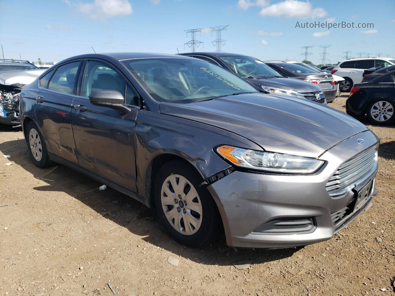 2014 Ford Fusion S Gray vin: 1FA6P0G78E5360108